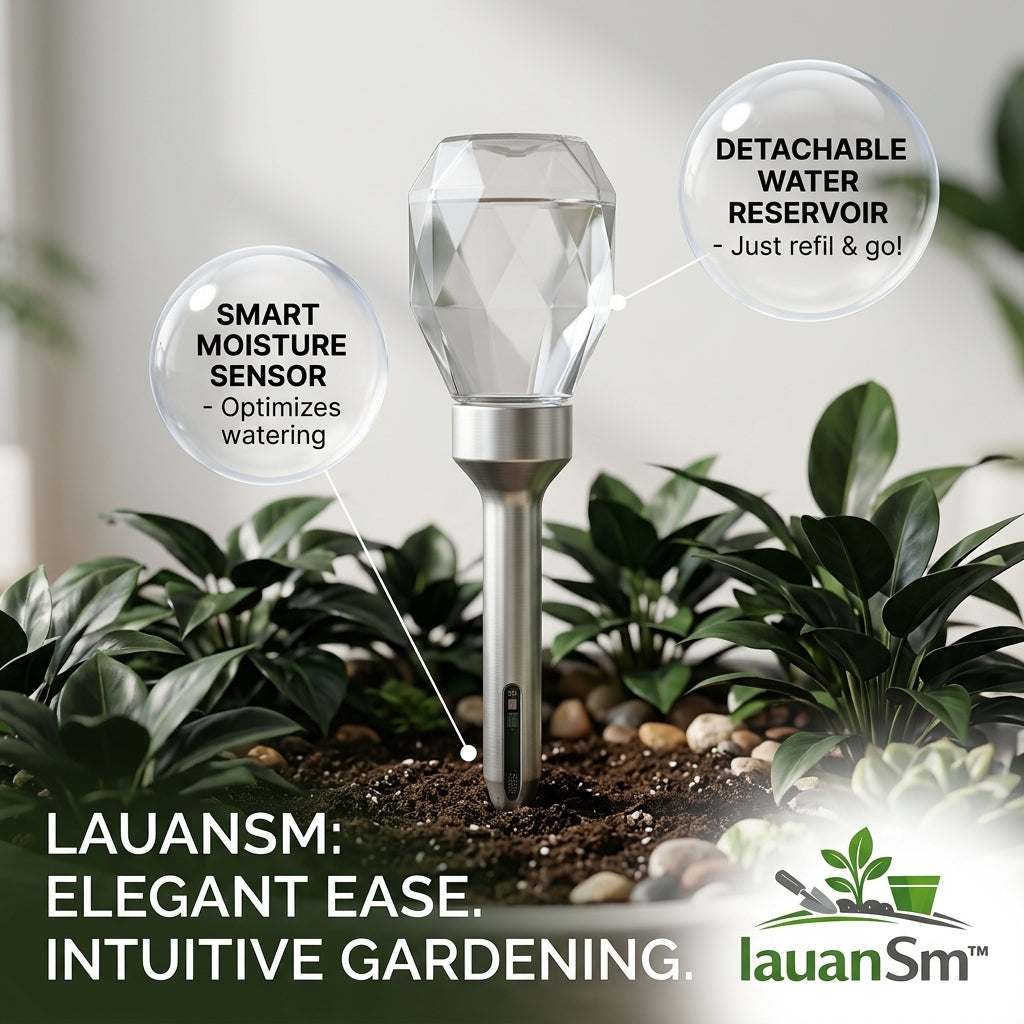 Lauansm™ Smart Self-Watering Stake | Intelligent Moisture Sensor & Crystal Reservoir | Premium Automatic Irrigation System for Indoor Plants & Home Decor