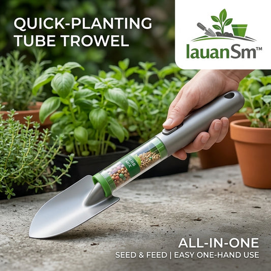 IauanSm™ Quick-Planting Tube Trowel – All-in-One Handheld Seed & Feed Dispenser, Ergonomic 2-in-1 Gardening Shovel for Sowing, Planting, and Fertilizing – Easy One-Hand Operation