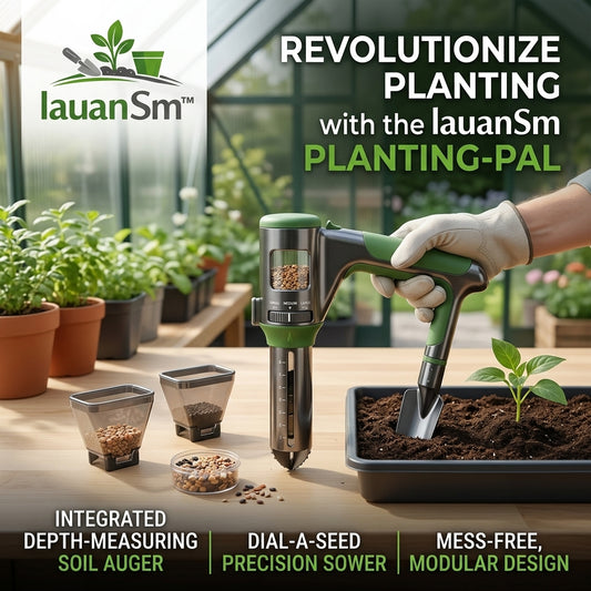 IauanSm™ Planting-Pal – Handheld Seed Planter & Precision Soil Auger – Adjustable Seed Dispenser with Depth-Measuring Tool – Modular, Mess-Free Garden Tool for Vegetables, Flowers, & Herbs
