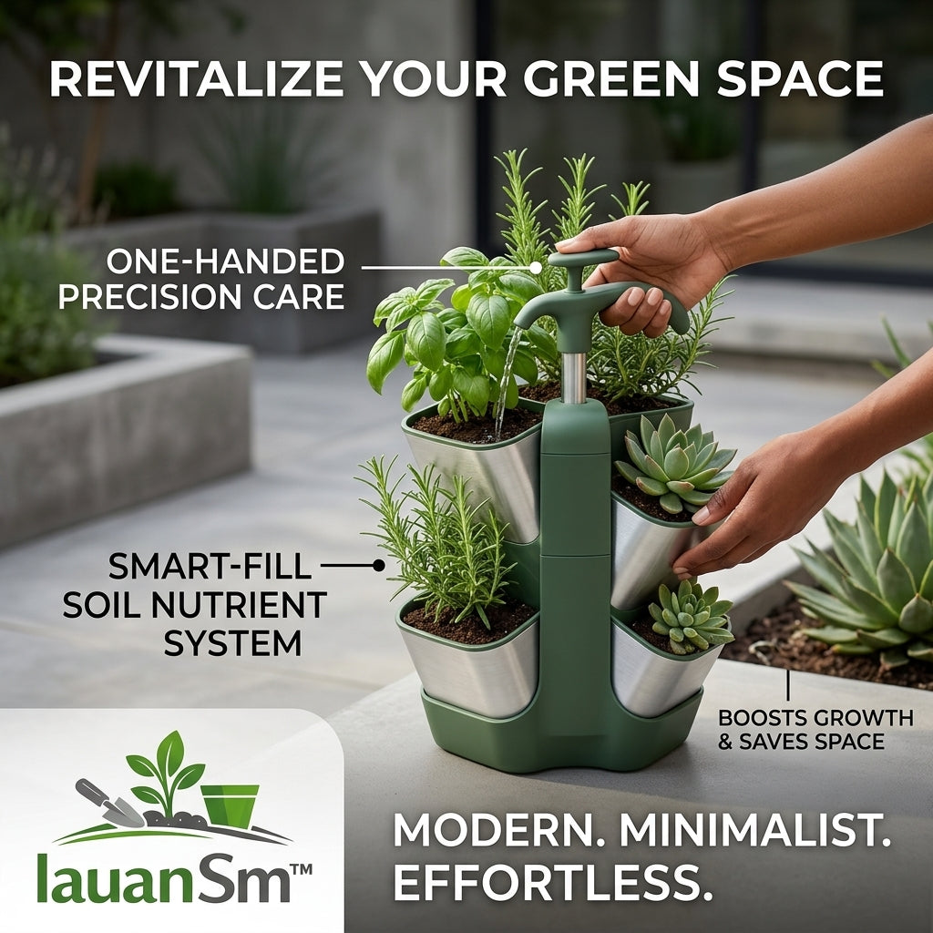 IauanSm™ 4-Tier Vertical Garden Planter - Smart Self-Watering Indoor & Outdoor Herb Garden - Space-Saving Minimalist Tower with Nutrient System for Succulents, Herbs, and Flowers
