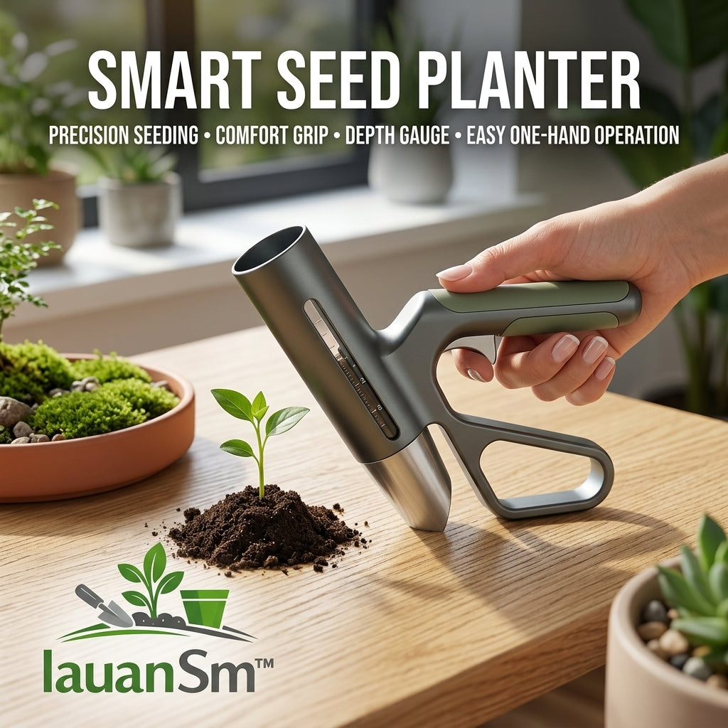 IauanSm™ Professional Handheld Smart Seed Planter - Precision Seeder Tool with Adjustable Depth Gauge & Ergonomic Comfort Grip - Easy One-Hand Operation Garden Sower for Indoor & Outdoor Planting